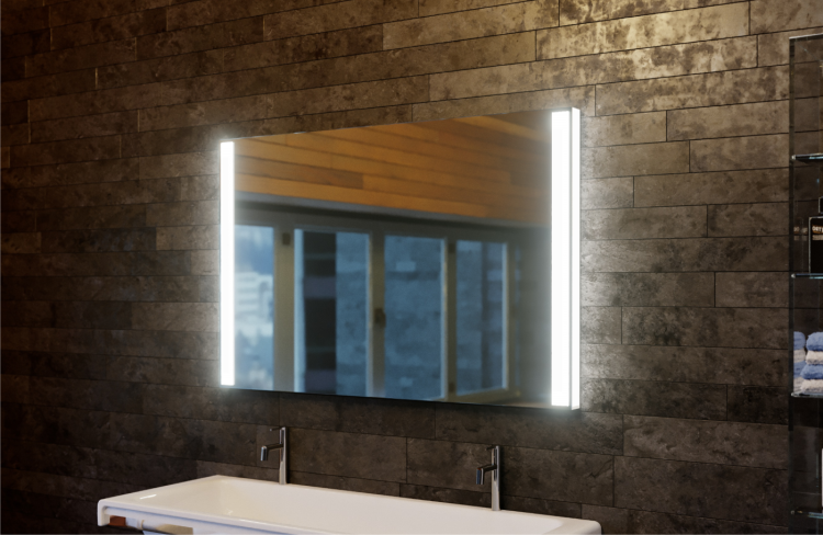 Lustro prostokątne 100x80 cm ze stalową ramą i oświetleniem LED MCJ Doblo