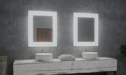 Lustro prostokątne 100x80 cm ze stalową ramą i oświetleniem LED MCJ Mosaic