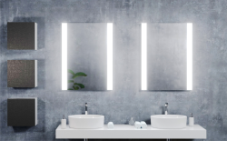 Lustro prostokątne 60x80 cm ze stalową ramą i oświetleniem LED MCJ Ala