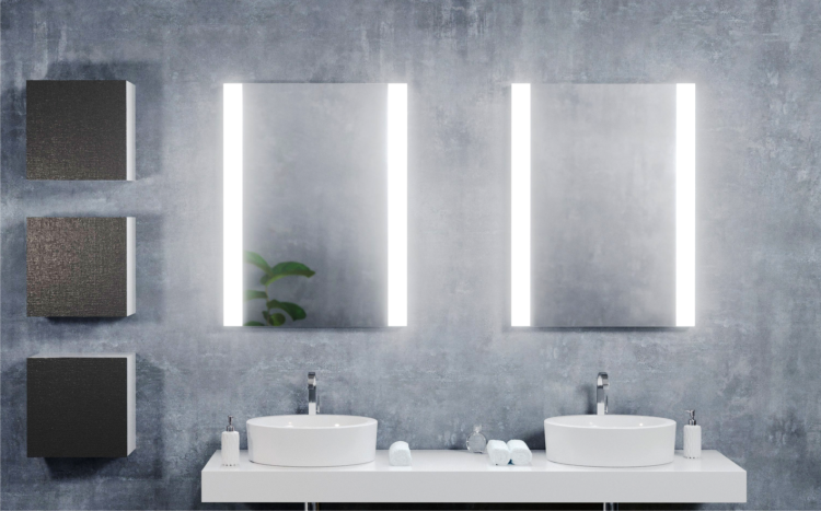 Lustro prostokątne 60x80 cm ze stalową ramą i oświetleniem LED MCJ Ala