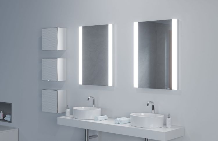Lustro prostokątne 60x80 cm ze stalową ramą i oświetleniem LED MCJ Ala