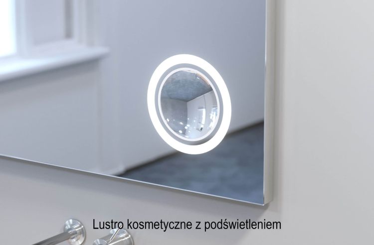 Lustro prostokątne 80x60 cm ze stalową ramą i oświetleniem LED MCJ Diamant z lustrem kosmetycznym z podświetleniem