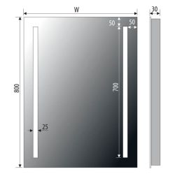 Lustro prostokątne 100x80 cm z oświetleniem LED MCJ Classic