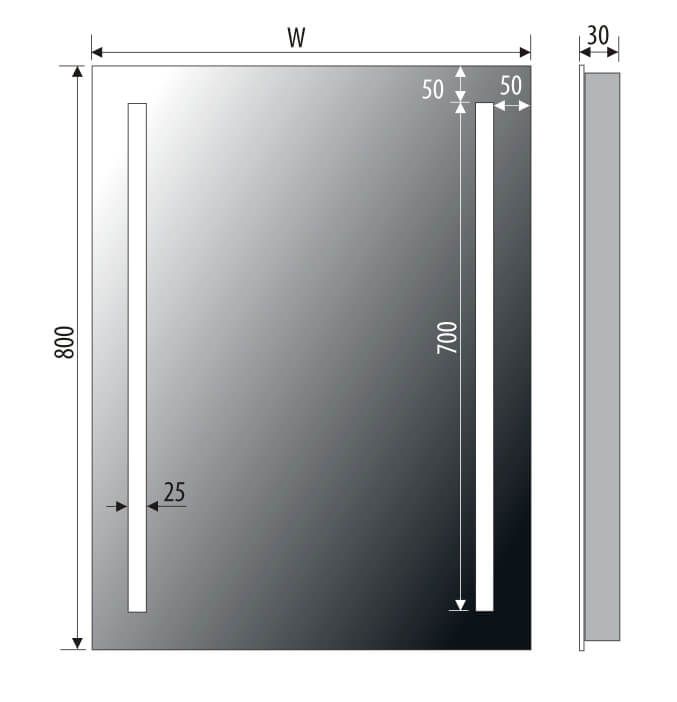 Lustro prostokątne 100x80 cm z oświetleniem LED MCJ Classic