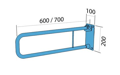 Uchwyt dla osób niepełnosprawnych 80 cm łukowy uchylny biały Makoinstal 32-UR 8 rys.tech.