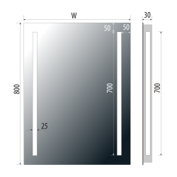 Lustro prostokątne 100x80 cm z oświetleniem LED MCJ Dana