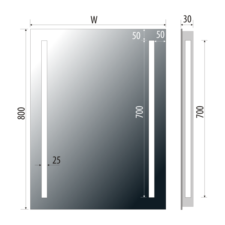Lustro prostokątne 100x80 cm z oświetleniem LED MCJ Dana