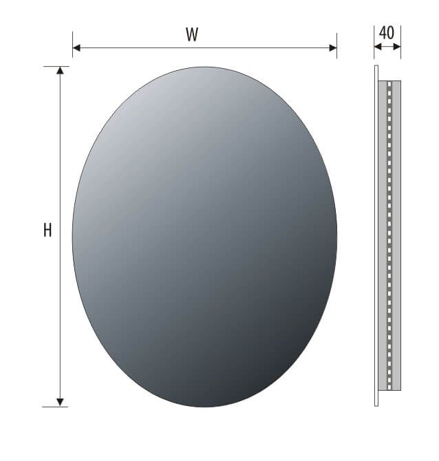 Lustro owalne 50x70 cm z oświetleniem LED MCJ Elipso Z
