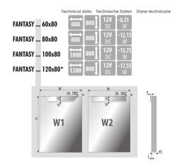 Lustro prostokątne 100x80 cm z oświetleniem LED MCJ Fantasy