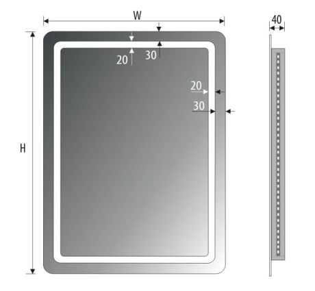 Przejdź do produktu Lustro prostokątne 100x80 cm z oświetleniem LED MCJ Forma