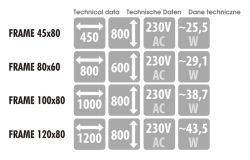 Lustro prostokątne 100x80 cm z oświetleniem LED MCJ Frame - dostępne wymiary