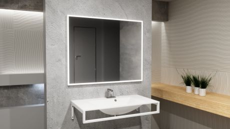 Przejdź do produktu Lustro prostokątne 100x80 cm z oświetleniem LED MCJ Frame