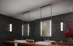Lustro prostokątne 60x80 cm dwustronne, zawieszane na czarnej, stalowej ramie z oświetleniem LED MCJ Inverto