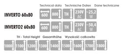 Lustro prostokątne 60x80 cm dwustronne, zawieszane na czarnej, stalowej ramie z oświetleniem LED MCJ Inverto