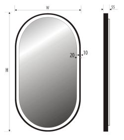 Lustro owalne 50x90 cm z oświetleniem LED MCJ Laura Plus