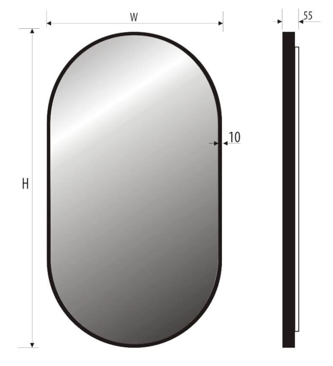 Lustro owalne 50x90 cm z oświetleniem LED MCJ Lisa Plus