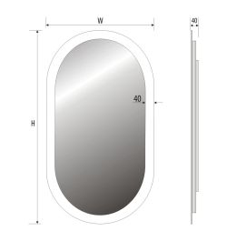 Lustro owalne 50x90 cm z oświetleniem LED MCJ Livia