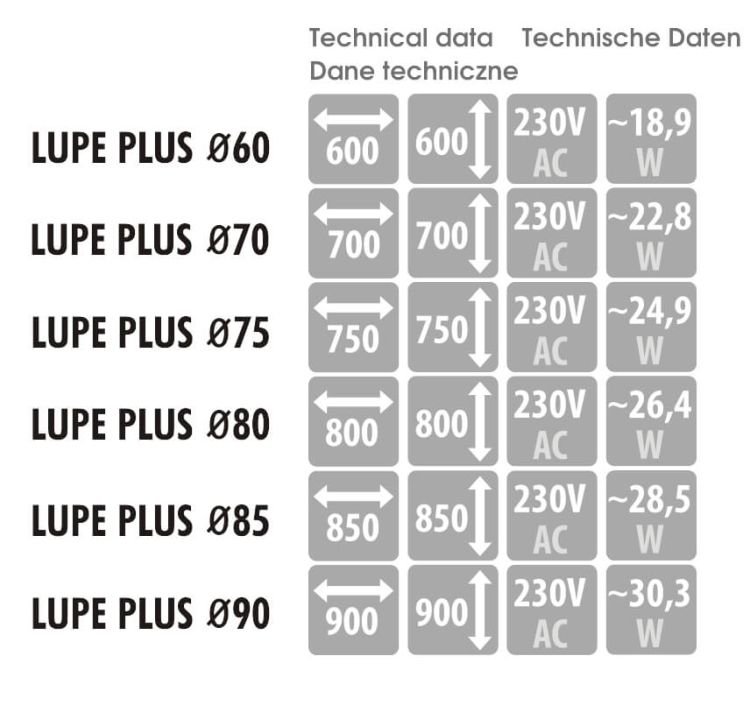 Lustro okrągłe 60 cm z oświetleniem LED MCJ Lupe Plus