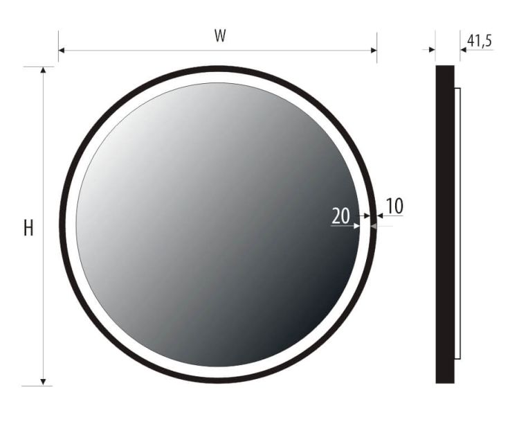Lustro okrągłe 60 cm z oświetleniem LED MCJ Lupe Plus
