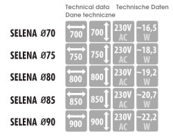 Lustro okrągłe 70 cm z oświetleniem i czarną ramą LED MCJ Selena