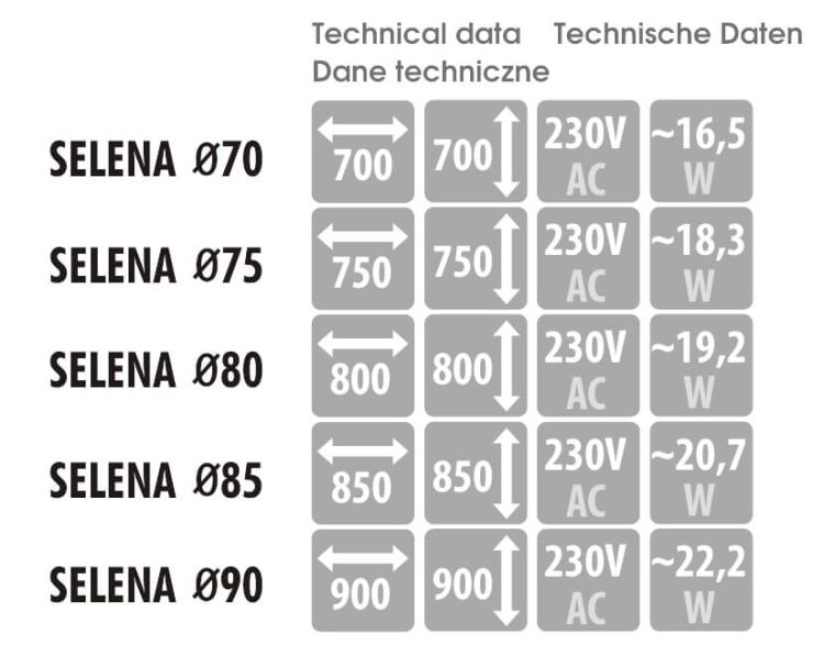 Lustro okrągłe 70 cm z oświetleniem i czarną ramą LED MCJ Selena