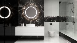 Lustro okrągłe 70 cm z oświetleniem i czarną ramą LED MCJ Selena Plus