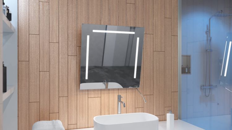Lustro prostokątne 60x80 cm z regulacją nachylenia i oświetleniem LED MCJ Torino 3