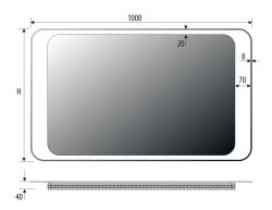 Lustro prostokątne 100x80 cm z oświetleniem LED MCJ Marco