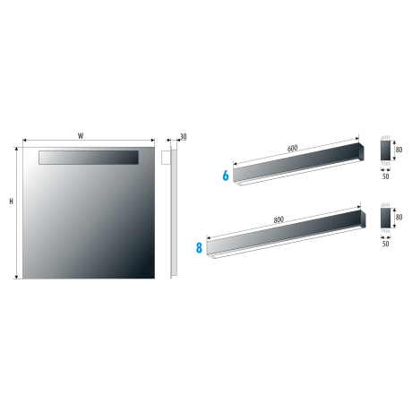 Przejdź do produktu Lustro prostokątne 80x60 cm z oświetleniem LED MCJ Miro
