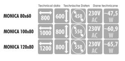 Lustro prostokątne z oświetleniem LED MCJ Monica -- dostępne rozmiary