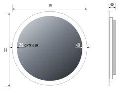 Lustro okrągłe 60 cm w stalowej ramie z oświetleniem LED MCJ Onyx