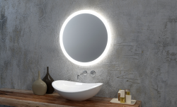 Lustro okrągłe 60 cm w stalowej ramie z oświetleniem LED MCJ Onyx