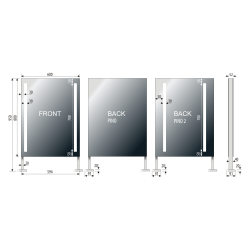 Lustro prostokątne 60x80 cm dwustronne, zawieszane na stalowej ramie z oświetleniem LED MCJ Pino