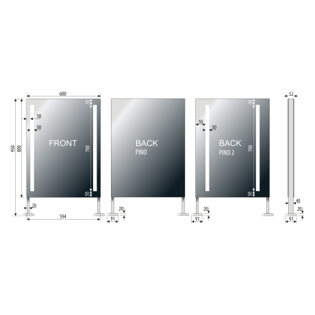 Przejdź do produktu Lustro prostokątne 60x80 cm dwustronne, stojące na stalowej ramie z oświetleniem LED MCJ Pino