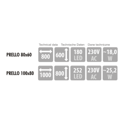 Lustro prostokątne 80x60 cm z oświetleniem LED MCJ Prello