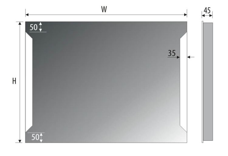Lustro prostokątne 80x60 cm z oświetleniem LED MCJ Prello
