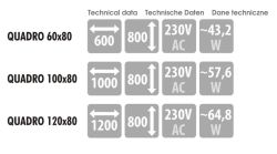 Lustro prostokątne z oświetleniem LED MCJ Quadro - inne dostępne wymiary
