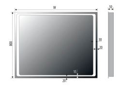 Lustro prostokątne 100x80 cm z oświetleniem LED MCJ Quadro