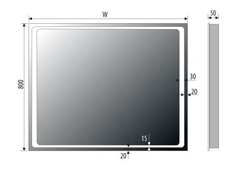 Przejdź do produktu Lustro prostokątne 100x80 cm z oświetleniem LED MCJ Quadro