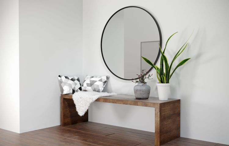 Lustro okrągłe 60 cm w stalowej, czarnej ramie MCJ Ronda