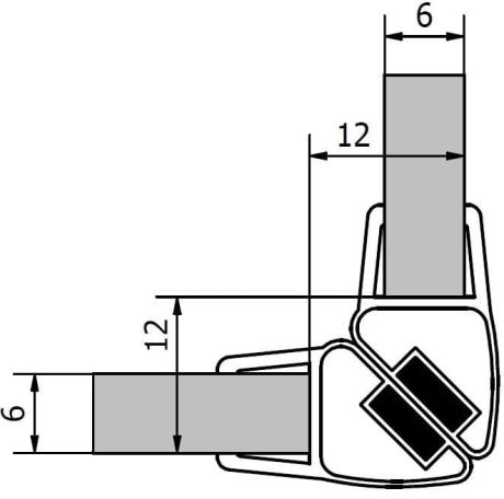 Przejdź do produktu Zestaw dwóch magnetycznych uszczelek, dł. 2000mm do szkła 6mm, narożny