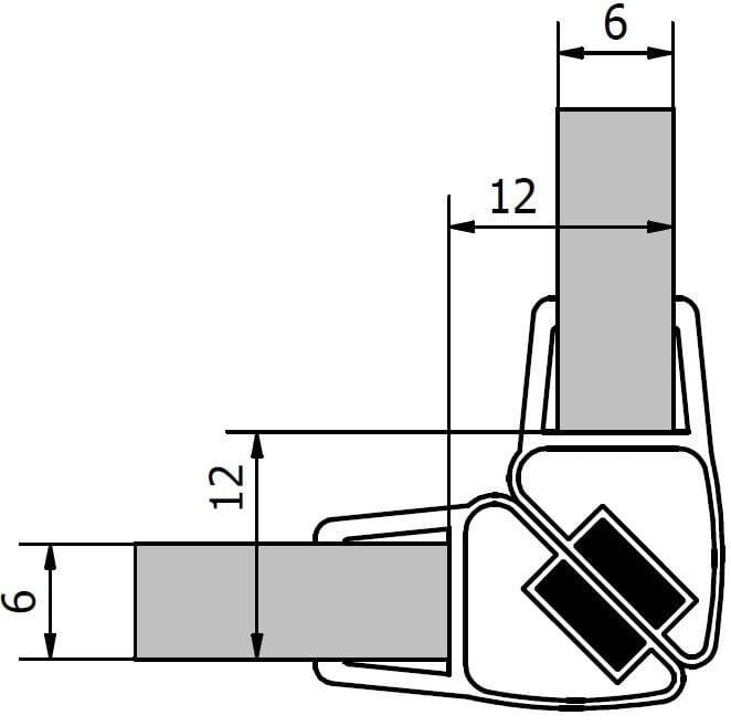 VITRA LINE Zestaw dwóch magnetycznych uszczelek, dł. 2000mm na 6mm sklo, narożny