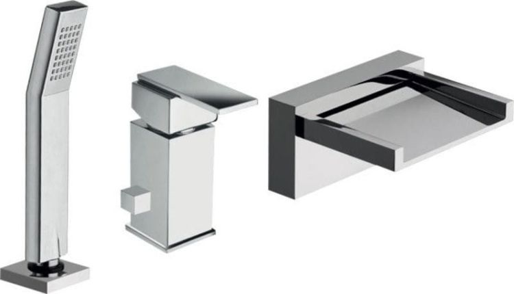 TRIUMPH trzyelementowa bateria na brzeg wanny, kaskada, chrom