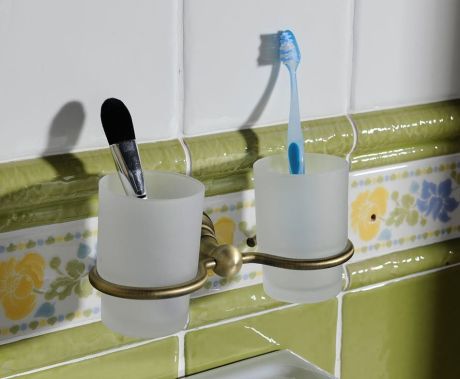 Przejdź do produktu DIAMOND podwójny uchwyt na kubki, szkło mleczne, brąz