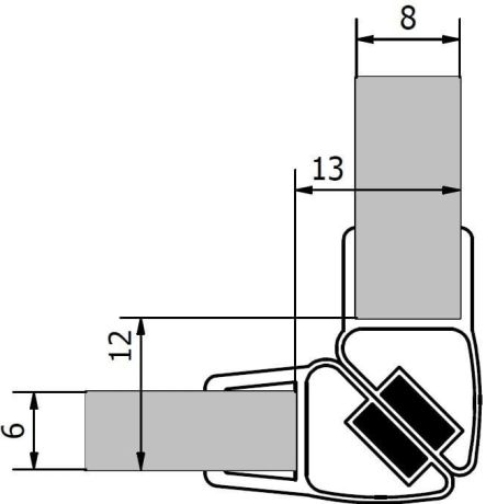Przejdź do produktu Zestaw dwóch magnet.uszczelek, dł. 2000mm do szkła 6mm i 8 mm, narożny