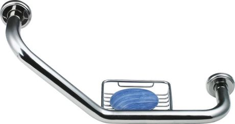 Przejdź do produktu Poręcz z mydelniczką, 400x250x120 mm, stal nierdzewna polerowana