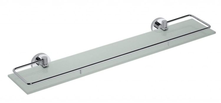 X-ROUND  E półka szklana z podnoszonym relingiem 600x130mm, chrom