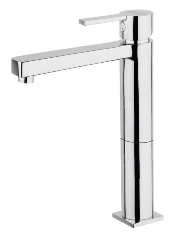 ESPADA bateria umywalkowa wysoka z odpływem, z przedłużoną wylewką, chrom