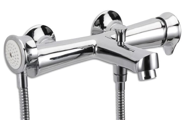 BELINDA bateria wannowa naścienna, z uchwytem prysznica, chrom