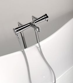 BELINDA bateria wannowa naścienna, z uchwytem prysznica, chrom